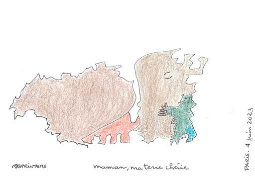 Reine BUD-PRINTEMS - Drawing-Watercolor - "maman, ma terre chérie..."