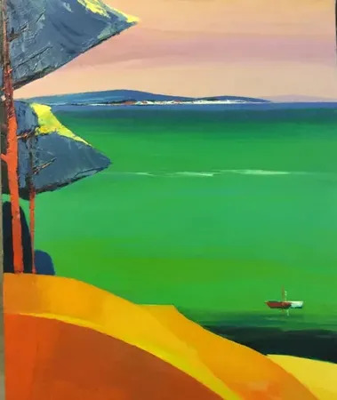 Pascal Etchenic L’HEURE BLEUE 版画 額装　フランス LES DEUX BARQUES by | Pascal ETCHENIC | buy art online | artprice