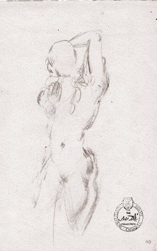 Salvador DALI - Drawing-Watercolor - Etude nu féminin du face