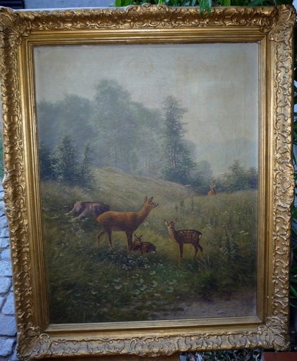 Ludwig SCKELL - Gemälde - Ciervos en la Montaña