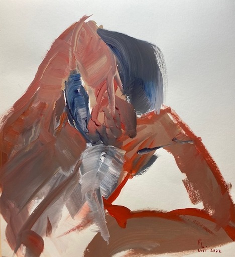 Françoise LEBLANC - Drawing-Watercolor - femme accroupie