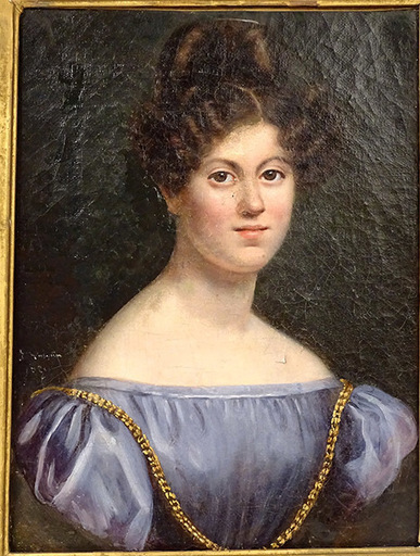 L.P. Julie VOLPELIERE - Pittura - Portrait jeune femme Empire