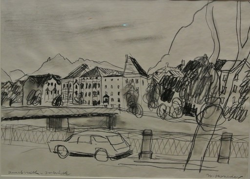 Walter HONEDER - Zeichnung Aquarell - Innsbruck