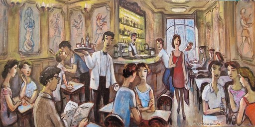 Ramón MOSCARDÓ FERNÁNDEZ - Peinture - GENT, CAFÈ, MIRADES