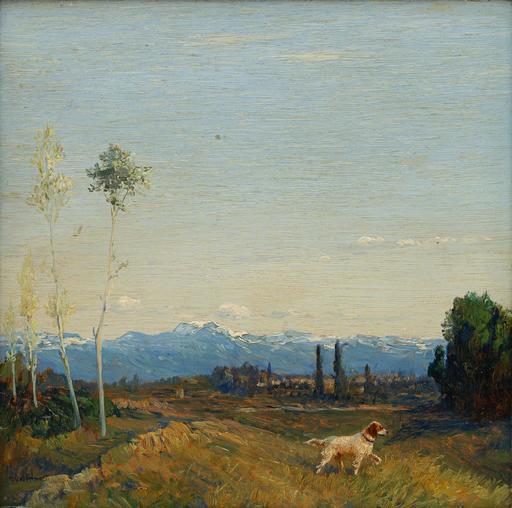 Camillo BORTOLUZZI - Painting - Cane da caccia