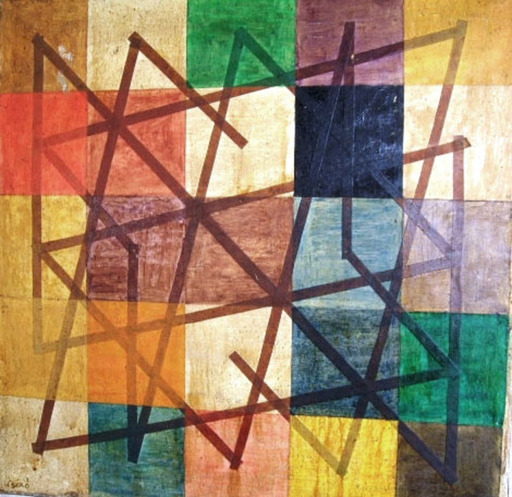 Antal BIRO - Gemälde - Geometrical Composition on Squares Background