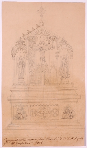 Anton Alois STERN - Drawing-Watercolor - "Altar Design", 1858