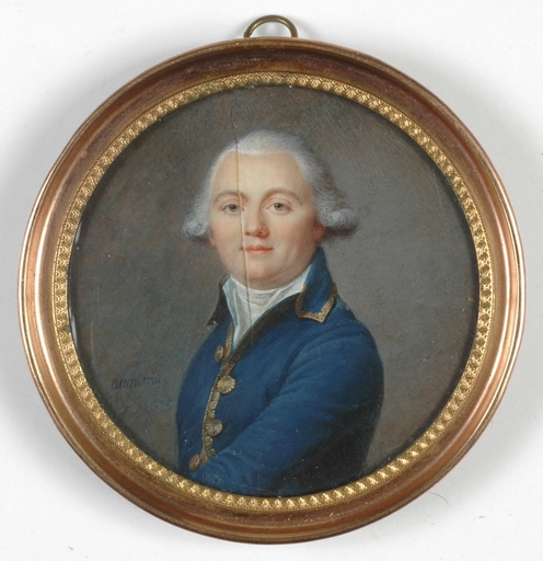Jean-Baptiste AUGUSTIN - Dibujo Acuarela -  "Portrait of a gentleman" important miniature