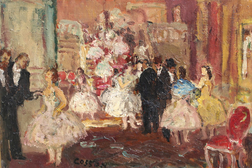 Marcel COSSON - Gemälde - Le foyer de l'opéra