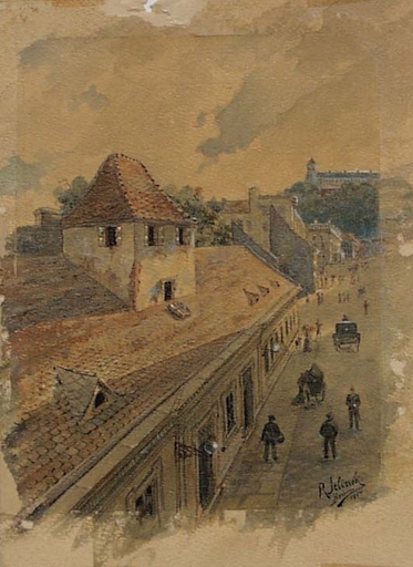 Rudolf JELINEK - Drawing-Watercolor -  "View of Brno", Watercolor, 1904