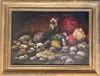 Louis VUILLERMOZ - 绘画 - Nature morte aux fleurs, pierres et crânes