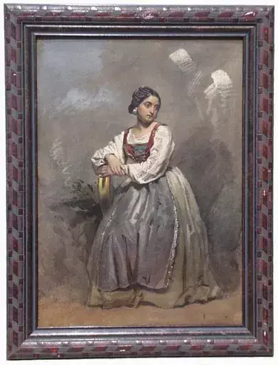 Franz PITNER - Dibujo Acuarela - "Young Neapolitan Woman", Watercolour