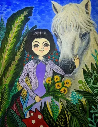 Seung-Hun SHIN - Gemälde - Fantasy Jejuisland- Island Girl Story