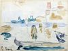 Paul SIGNAC - Drawing-Watercolor - VUE SUR LE PORT AVEC BATEAU DE REPOS