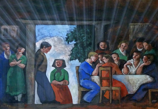Béla KADAR - Painting - The Family