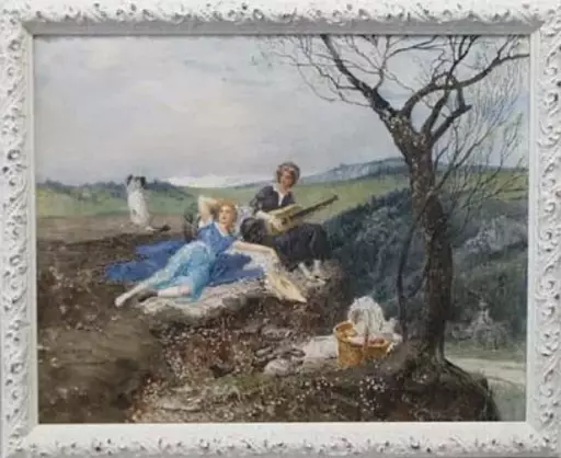 Eduard VEITH - Painting - "Pleasure Trip" by Eduard Veith (1856-1925), Watercolour