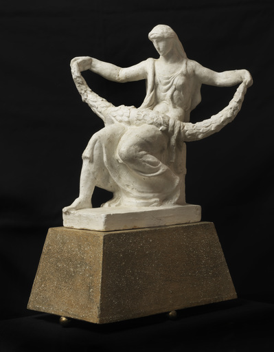 Edoardo DE ALBERTIS - Sculpture-Volume - FIGURA ALLEGORICA FEMMINILE CON FESTONE