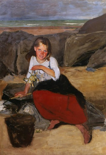 Emile Auguste CAROLUS-DURAN - Pintura - La petite pêcheuse au crabe