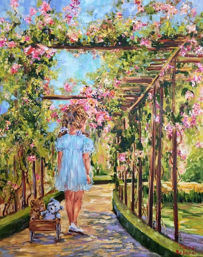 Diana MALIVANI - Gemälde - À l'ombre des rosiers