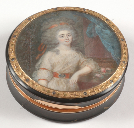 Louis-Marie SICARDI - Miniatura - Round Box with Miniature Portrait of a Lady", 1780s