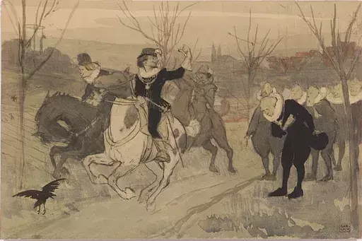 Karl Friedrich GSUR - 水彩作品 - "Baroque Scene", Watercolor, 1910's