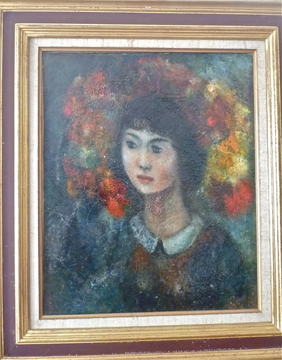 Edouard Joseph GOERG - Pittura - Jeune fille aux fleurs