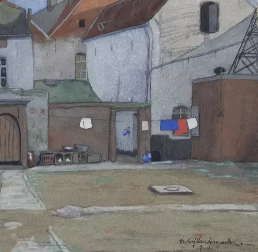 Hubert VANDERMEULEN - Drawing-Watercolor - LA COUR