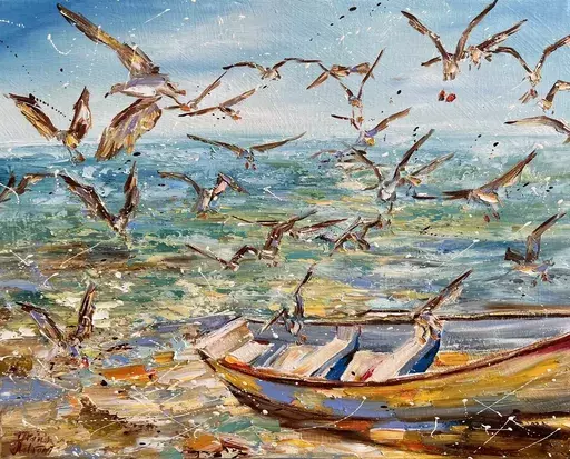 Diana MALIVANI - Painting - Seagulls