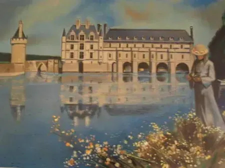 版画 Robert Vernet Bonfort Chateau andGardens Robert Vernet Bonfort Signed 