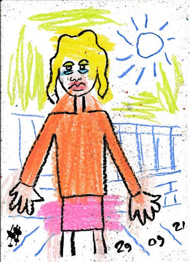 Harry BARTLETT FENNEY - Drawing-Watercolor - girl on bridge makes video (29 09 21)