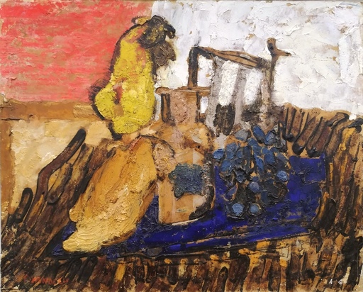 Fausto PIRANDELLO - Gemälde - Nattura Morta con Bucranio e Pera