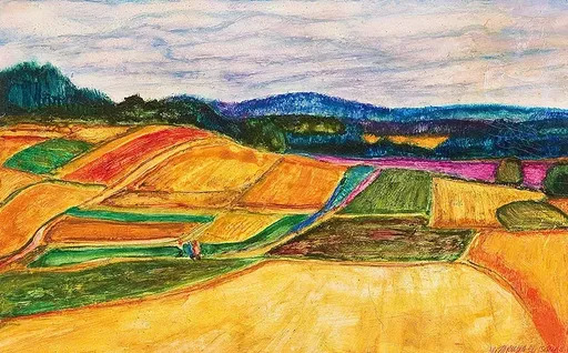 Wilhelm JARUSKA - 水彩作品 - Field scenery in Schlag