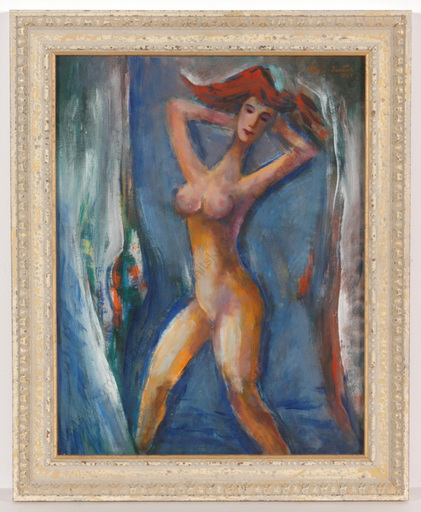 Boris DEUTSCH - Pintura - "Female nude", tempera, 1967