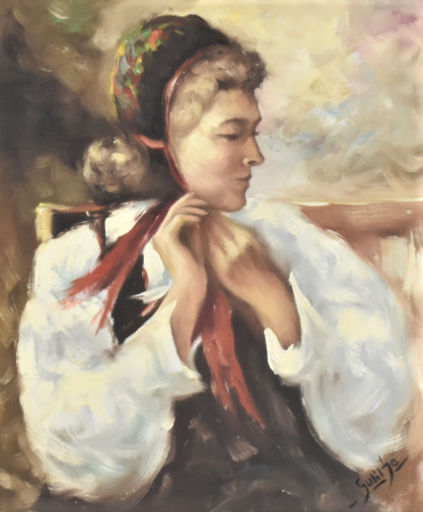Kazimierz GULIG - Pittura - c. 1945-48 The woman with the turban