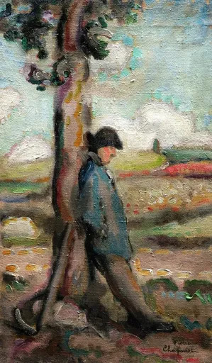 Pierre CHAPUIS - Peinture - Homme adossé à un arbre