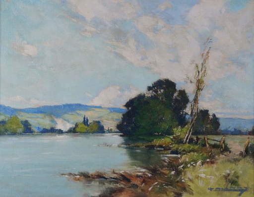 Léon LAUNAY - Painting - Bords de Seine