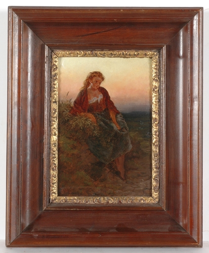 Leo A. MALEMPRÉ - Painting - "Thoughtful Girl", 1886, Oil Painting
