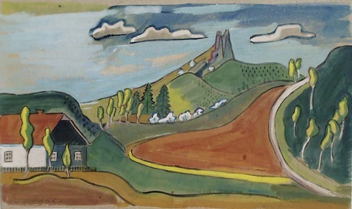 Ludvik DVORACEK - Zeichnung Aquarell - "Expressionist Landscape", 1920's 