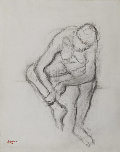 Edgar DEGAS - Drawing-Watercolor - Femme nue assise
