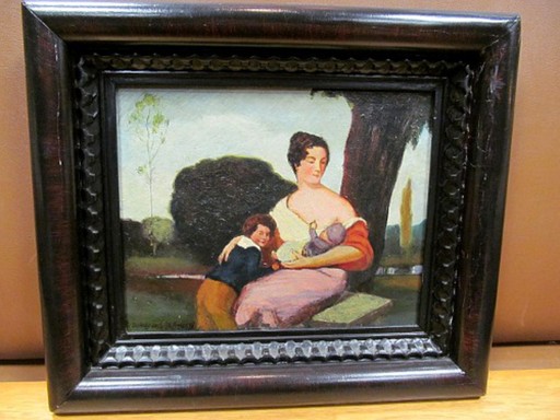 Ludwig VON ZUMBUSCH - Gemälde - Mutter mit Kindern auf Gartenbank