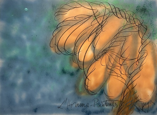 Jean MESSAGIER - Drawing-Watercolor - L'Homme-Printemps