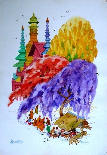 PAW OO THETT - Drawing-Watercolor - Morning Offering