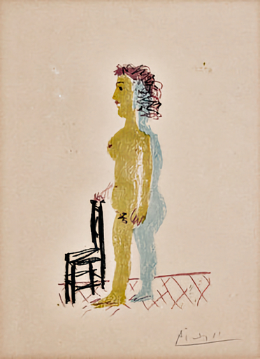 巴勃罗•毕加索 - 版画 - Nu a la chaise