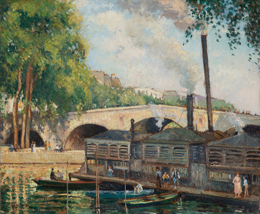 Georges MANZANA-PISSARRO - Gemälde - Les Bateaux Lavoir, Paris