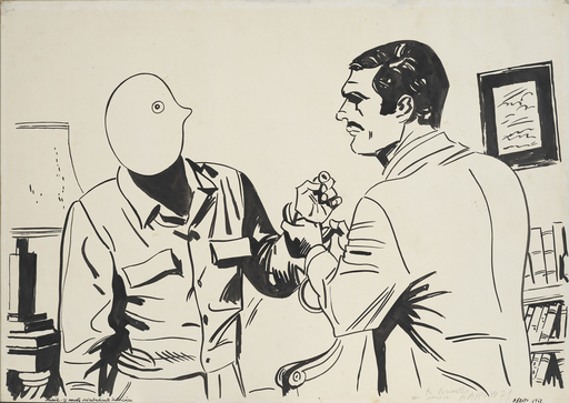 Eduardo ARROYO - Drawing-Watercolor - Madrid: l'arrestation de l'étudiant Julio Lopez