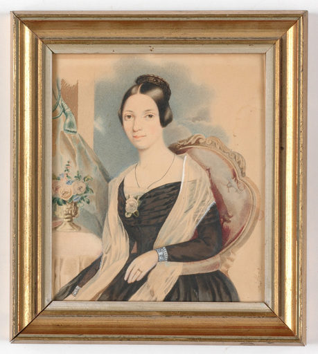Karl VON SAAR - Miniatur - "Portrait of a lady" large miniature on card, late 1840s 