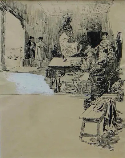 Ulpiano CHECA Y SANZ - Drawing-Watercolor - Cúchares  à CIEMPOZUELOS - COLMENAR DE OREJA - Manet 