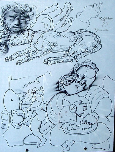 José Otero Abeledo LAXEIRO - Drawing-Watercolor - APUNTES