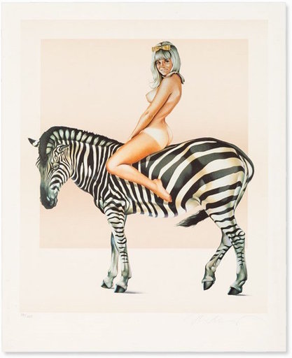 梅尔·拉莫斯 - 版画 - Girl on a Zebra