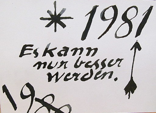 Arnold FIEDLER - Disegno Acquarello - Neujahrsgruß 1981